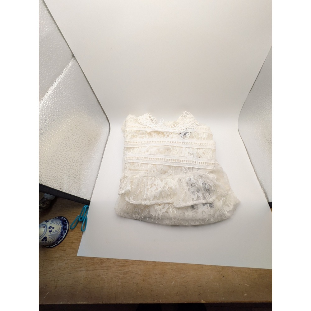 Love University White Lace Ruffle High Neck Blouse Long Sleeve Top 3137 NEW L - Picture 10 of 10